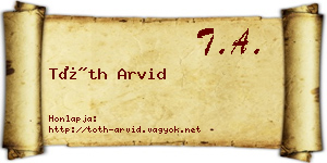Tóth Arvid névjegykártya